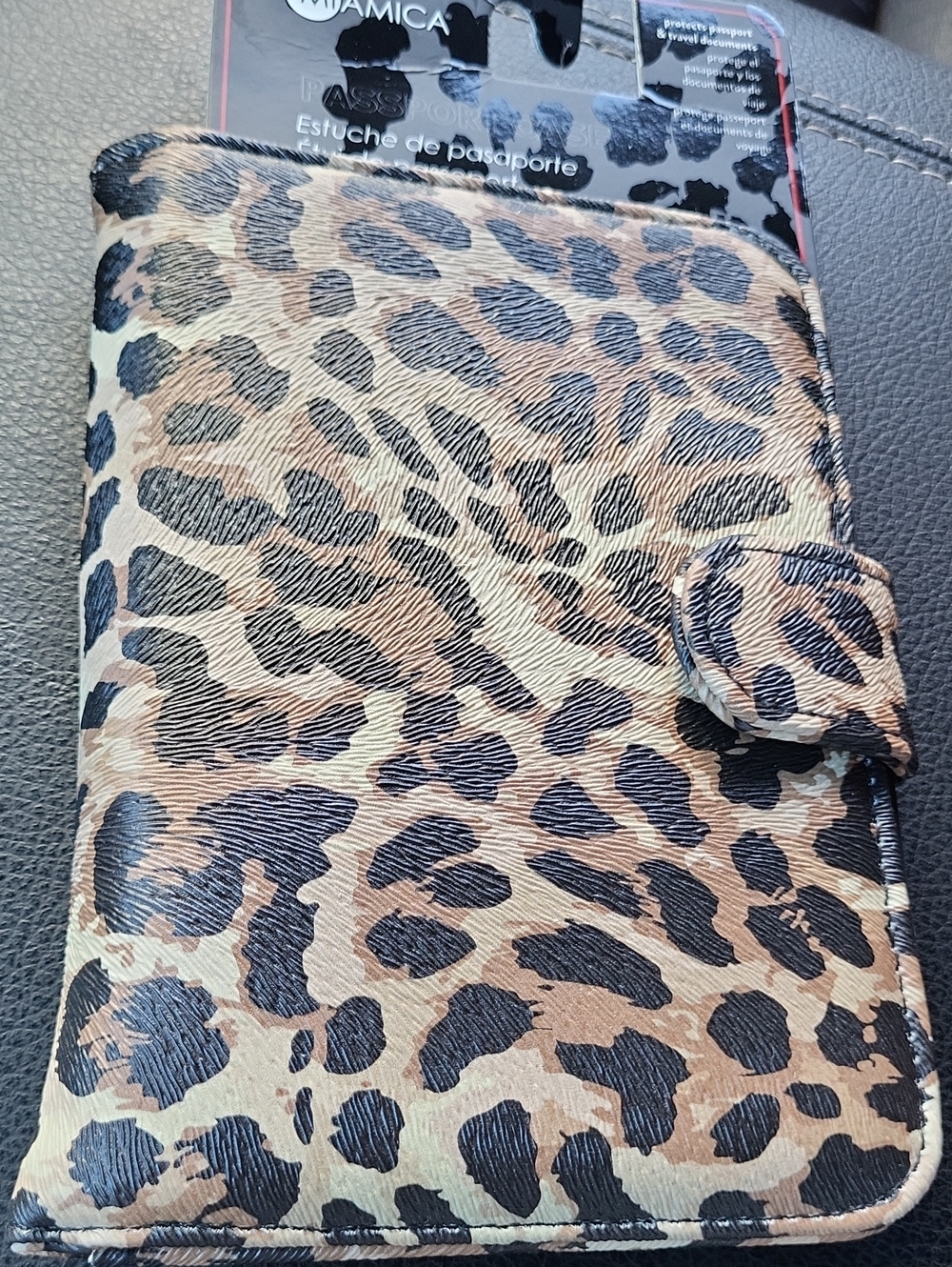 miami Leopard Print Passport Wallet - Tan & Black Li